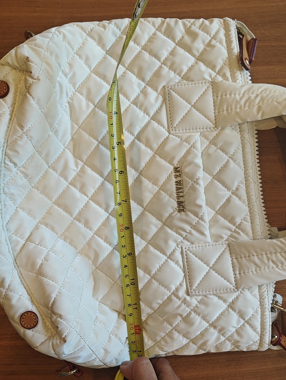MZ Wallace White Quilted Small Tote with Crossbody Strap